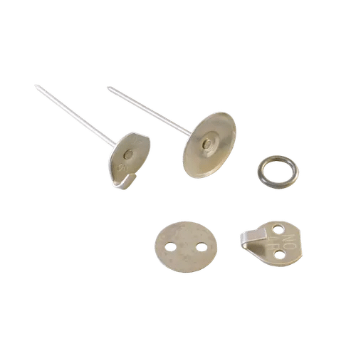 Silver snap fastener components with pronged posts and ring